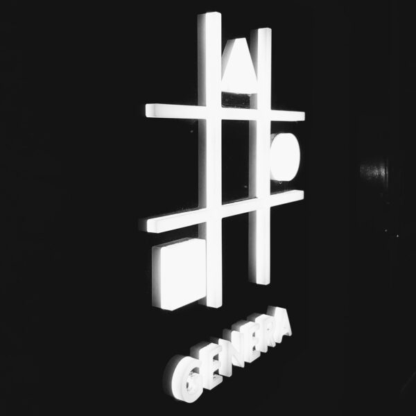 Flaggskylt i svart akryl med LED-belyst upphöjd logotyp - Bild 4