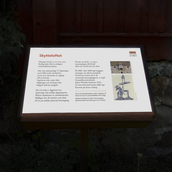Pylonskylt i rostad corten med LED-belyst glasyta, digitaltryckt dekor, batteridrift, rörelsesensor och app-/fjärrstyrd belysning - Bild 3