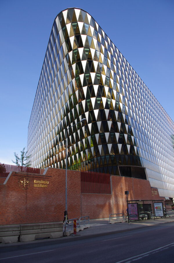 Karolinska Institutet fasadskylt – gjuten brons med ljusramp - Bild 7
