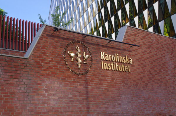 Karolinska Institutet fasadskylt – gjuten brons med ljusramp - Bild 8