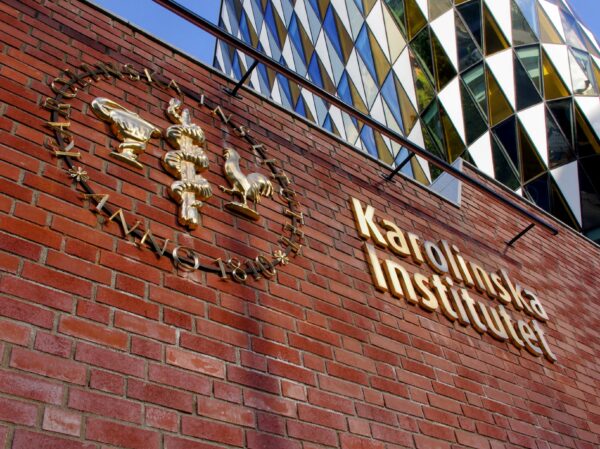 Karolinska Institutet fasadskylt – gjuten brons med ljusramp - Bild 10