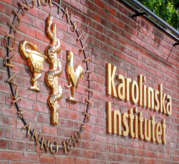 Karolinska Institutet fasadskylt – gjuten brons med ljusramp - Bild 23