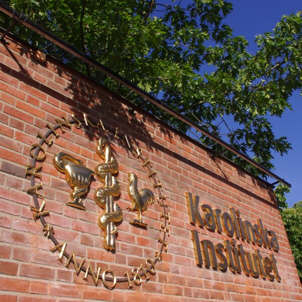Karolinska Institutet fasadskylt – gjuten brons med ljusramp - Bild 24