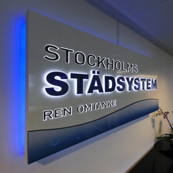Receptionsskylt med LED-sidobelyst upphöjd logotyp och tryckt dekor - Bild 6