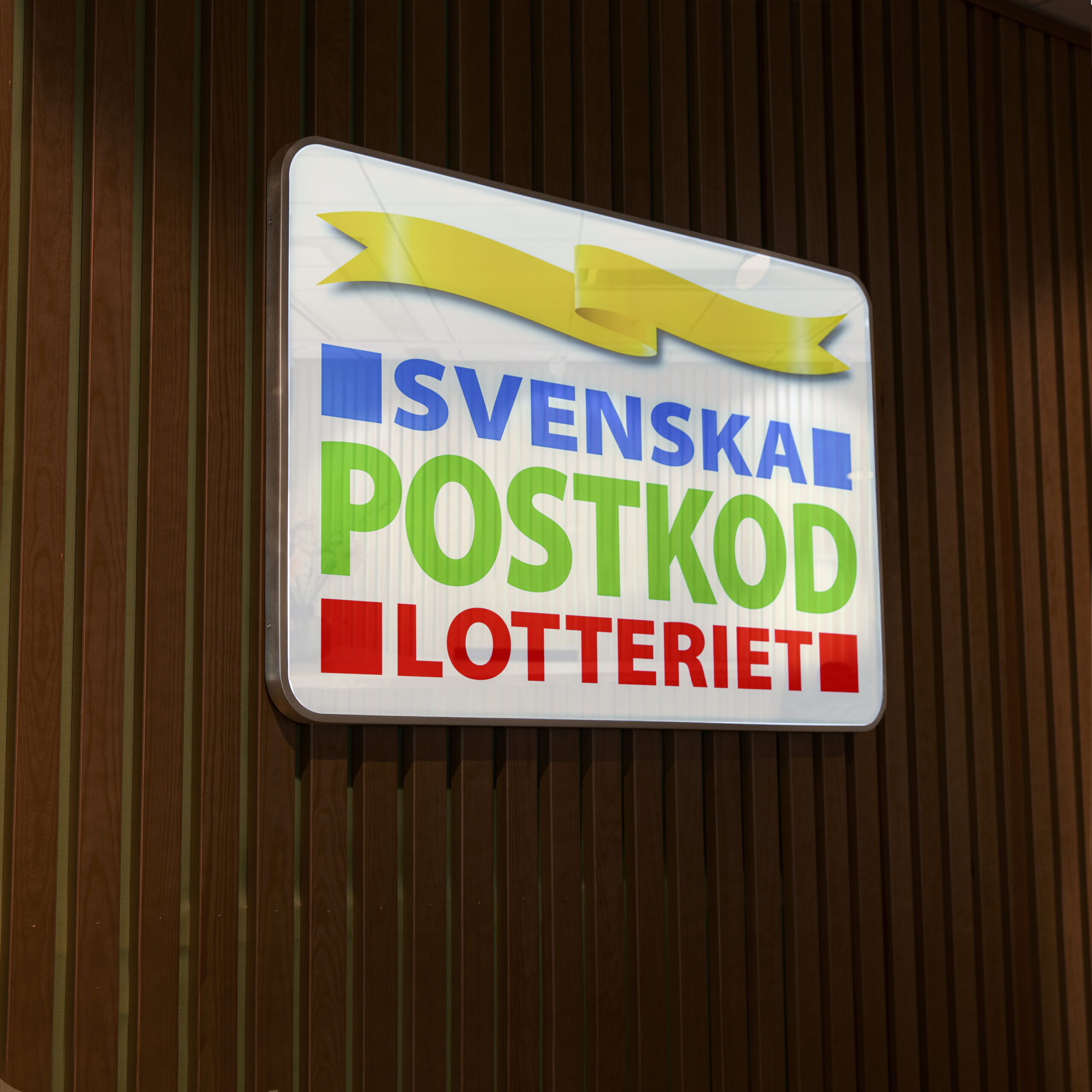 Receptionsskylt ljuslåda i rostfritt stål med LED och digitaltryckt akrylfront
