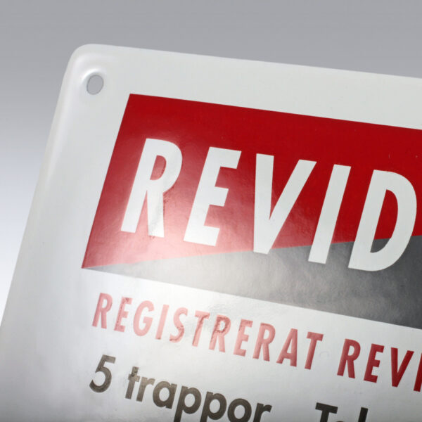 Kupad Emaljskylt – Vit Botten & Screentryck i Två Färger - Bild 3