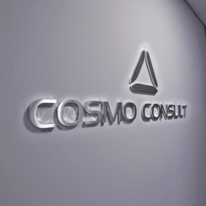 Cosmo Consult receptionsskylt Clarex Borstad och blankpullerad 3