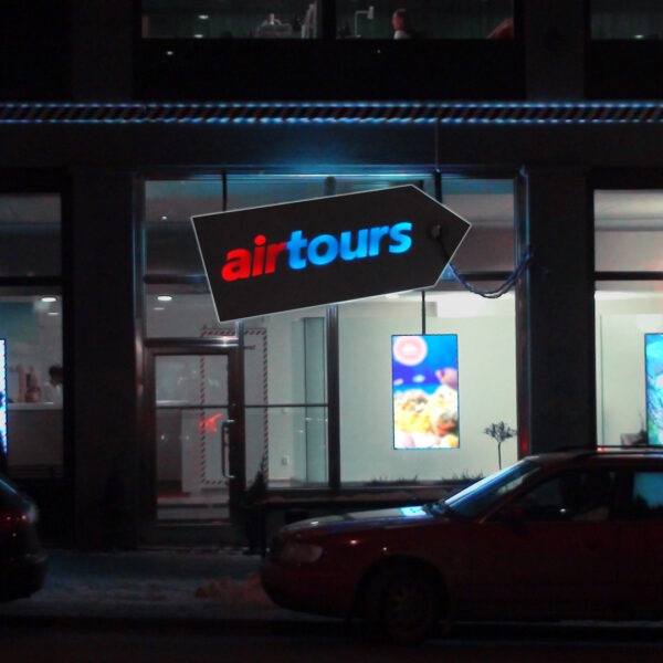 Fasadskylt Airtours med bockad form och sidobelysning - Bild 4