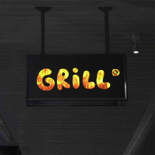 Dubbelsidig LED-flagga med flamdekor – Grill Restaurang