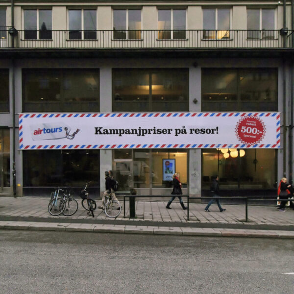 Fasadvepa Airtours i digitaltryckt mesh