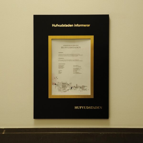 Fastighetsregister Hufvudstaden Norrlandsgatan – mässing & svarteloxerad aluminium
