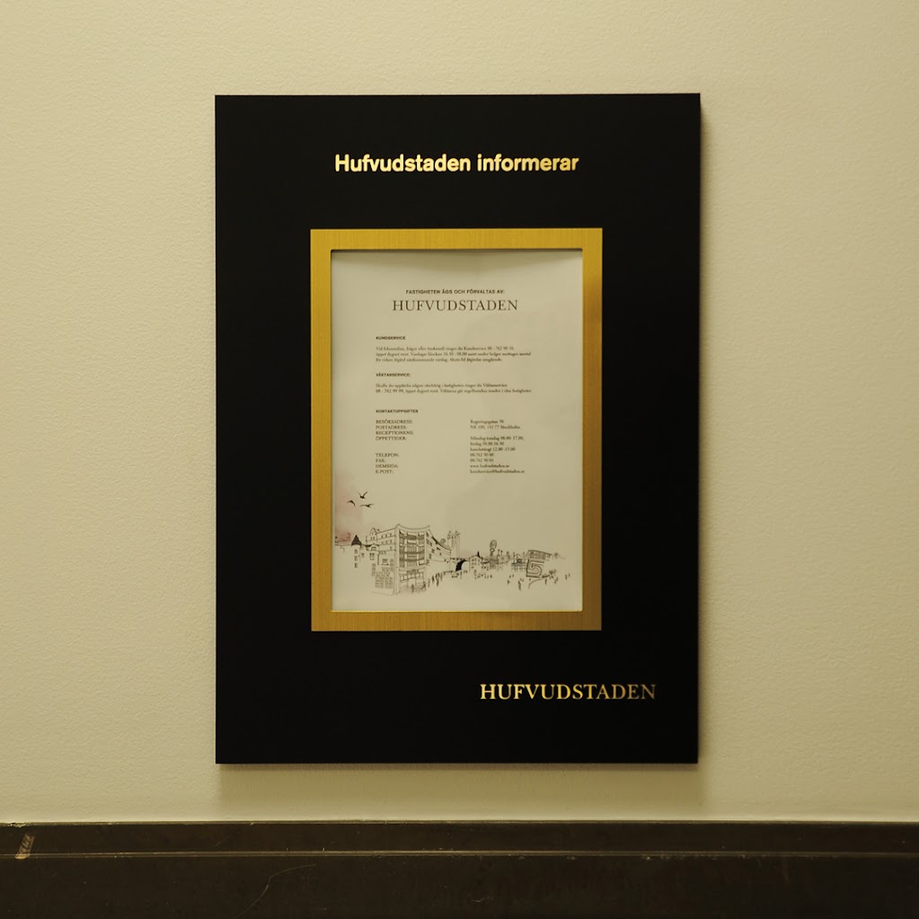 Fastighetsregister Hufvudstaden Norrlandsgatan – mässing & svarteloxerad aluminium