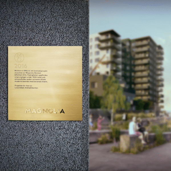 Magnolia Bostad fastighetsskyltar – guldtitanlegerat rostfritt med etsade texter - Bild 5