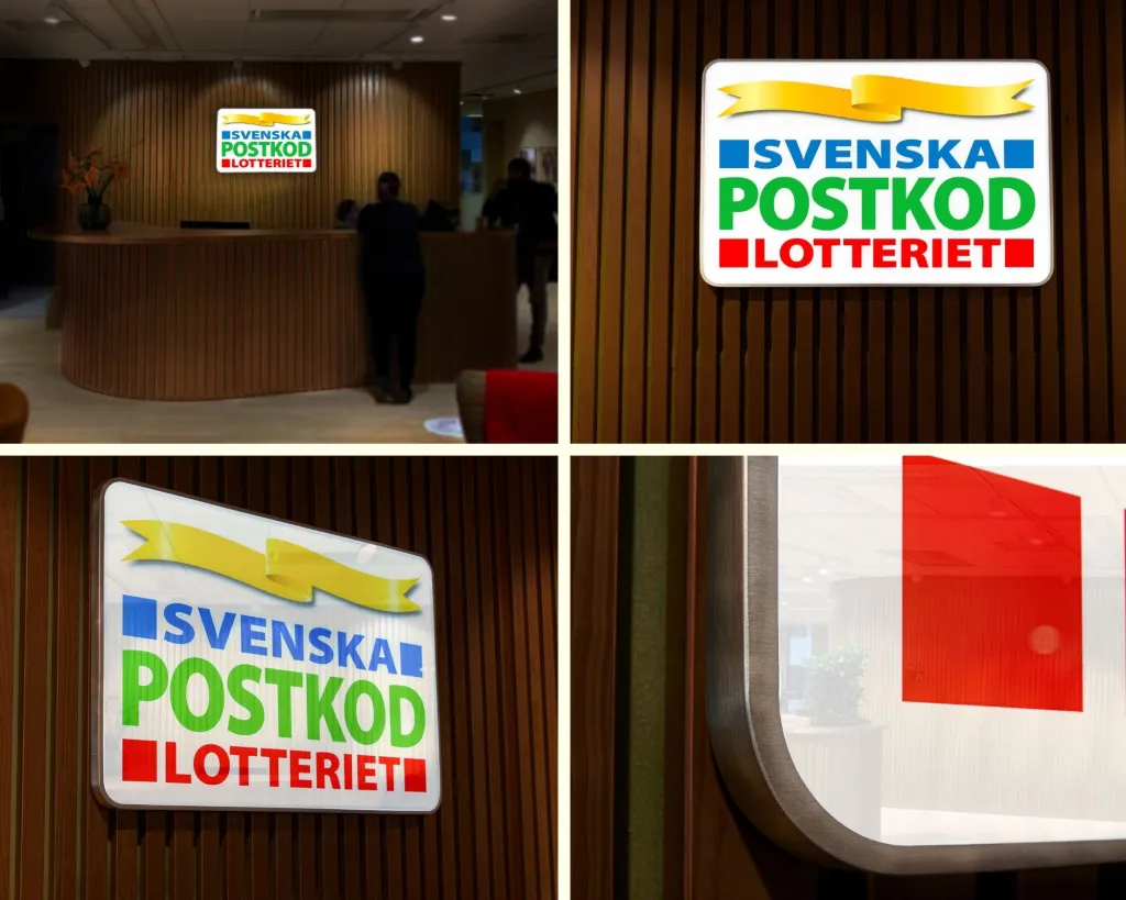 postkodlotteriet_ljulada_entreskylt_kassadisk_ledbelyst_clarex postkodlotteriet_ljulada_entreskylt_kassadisk_ledbelyst_clarex