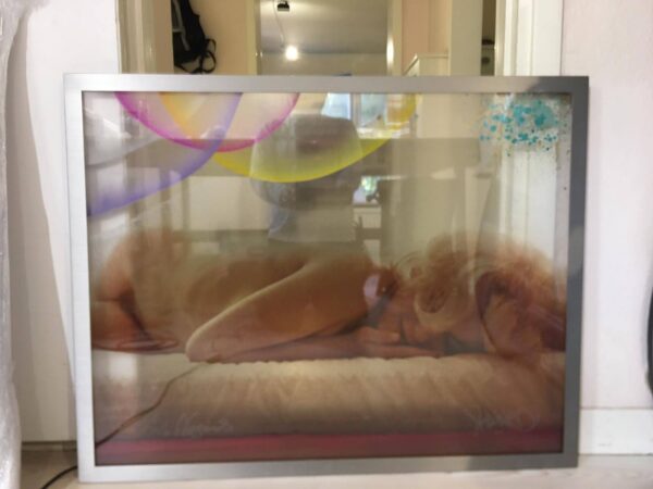 Graffiti Marilyn Monroe glastavla med rostfri ram och LED belysning - Bild 24