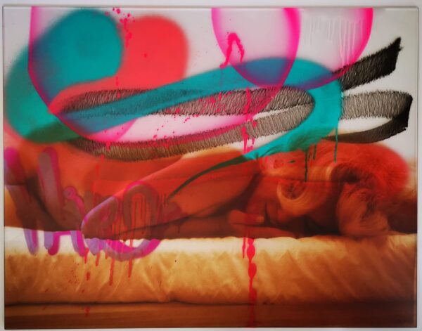 Graffiti Marilyn Monroe glastavla med rostfri ram och LED belysning - Bild 10