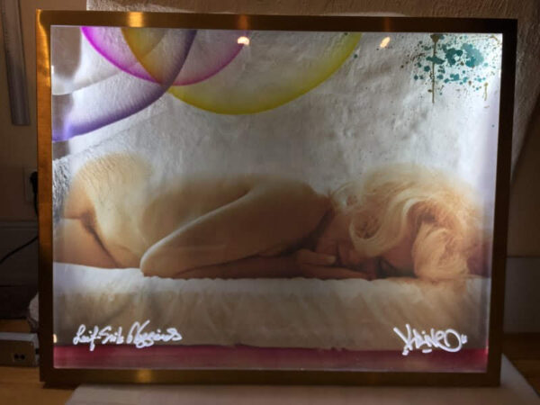 Graffiti Marilyn Monroe glastavla med rostfri ram och LED belysning