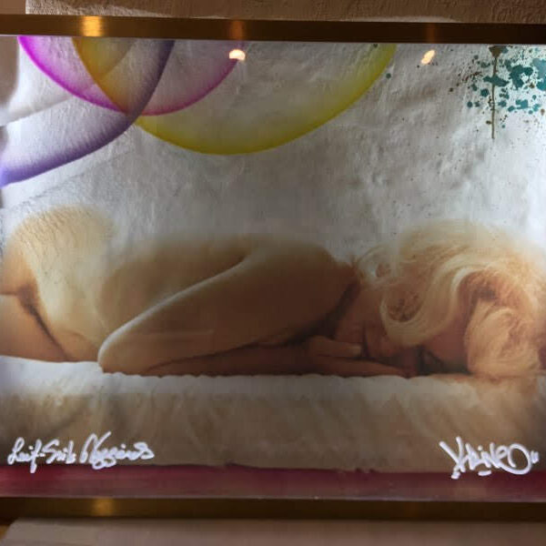 Graffiti Marilyn Monroe glastavla med rostfri ram och LED belysning